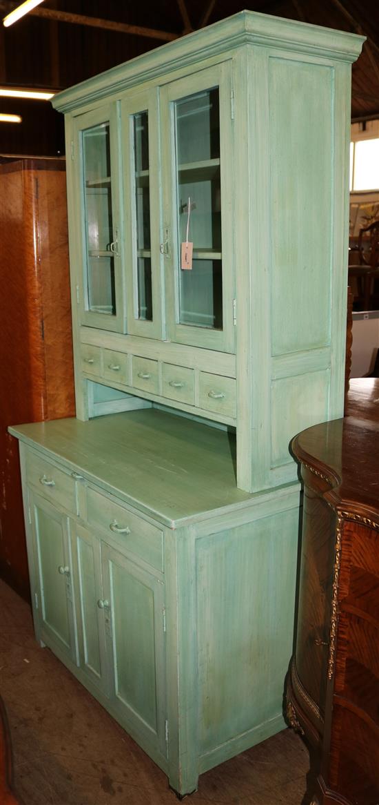 Green-painted glazed dresser